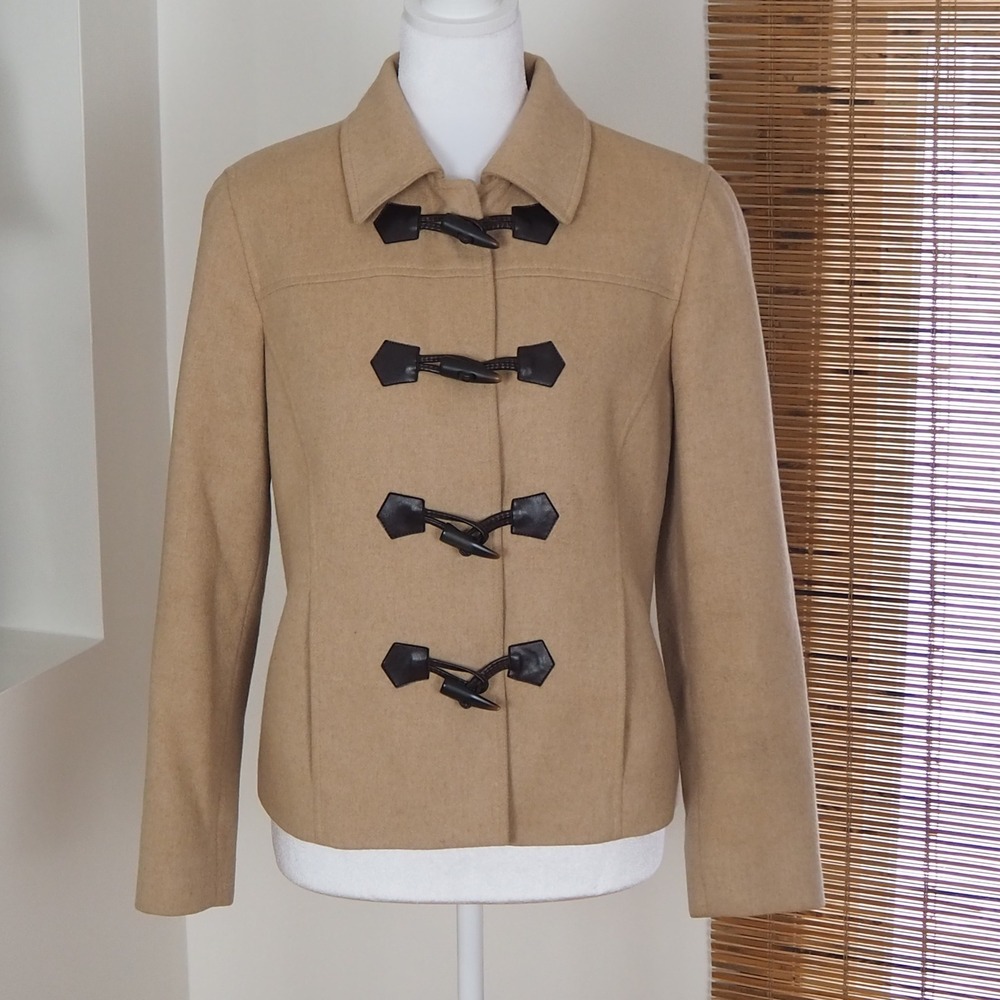 Vintage Talbots Camel Hair Jacket Women's Size 6 Petite Toggle Pea Coat Italy - Picture 2 of 15